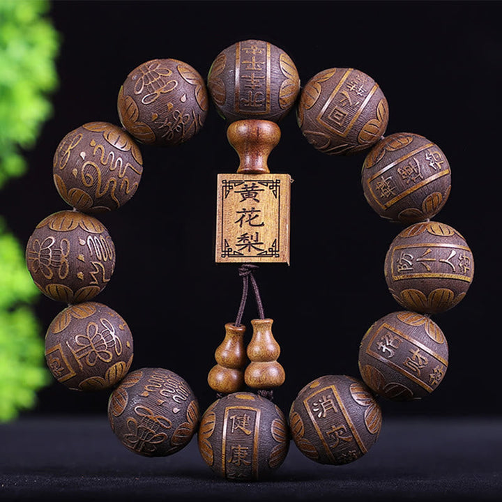 Armband Rosenholz Kupfer Chinesisches Tierkreis mit Gravuren elegant.