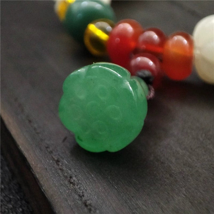 Grünes Achat Armband mit bunten Perlen Naturstein elastisch