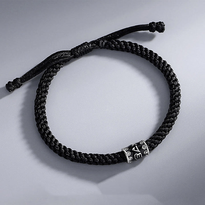 Schwarzes Armband 925 Silber Om Mani Padme Hum Flachlage Studio