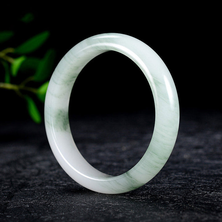 Weißes Jade Armband Ring Glück Heilung Harmonie Naturstein poliert.
