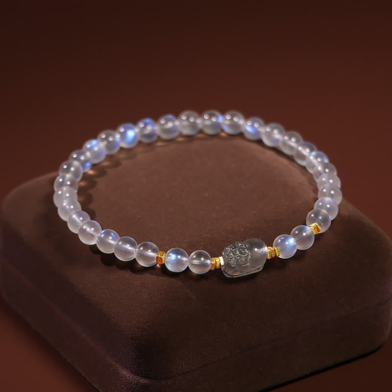 Mondstein Armband 925 Silber Pixiu elastisch transparent glänzend elegant