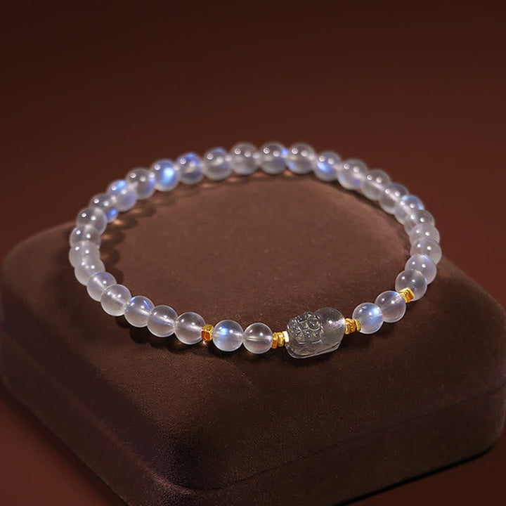 Mondstein Armband 925 Silber Pixiu elastisch transparent glänzend elegant