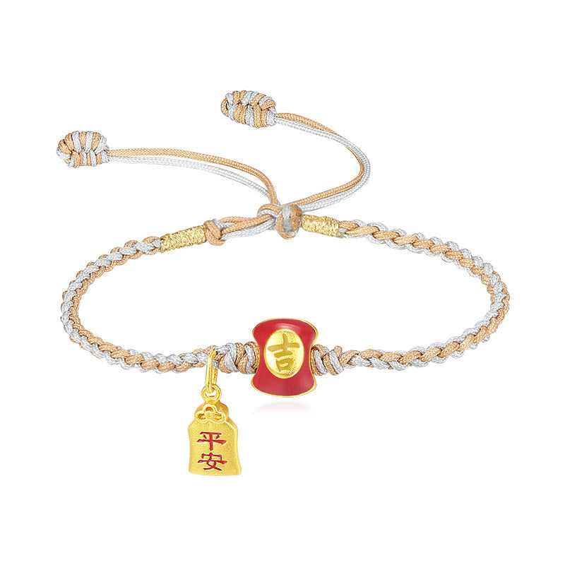 Glücksbringend Armband mit goldenem Anhänger rot elastisch Segen