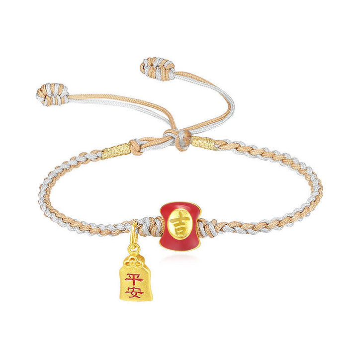 Glücksbringend Armband mit goldenem Anhänger rot elastisch Segen
