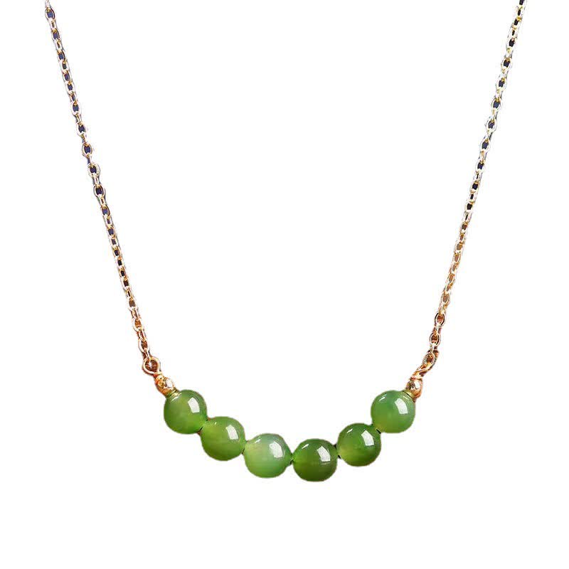 Jade Perlen Kette Grün Glück Buddha