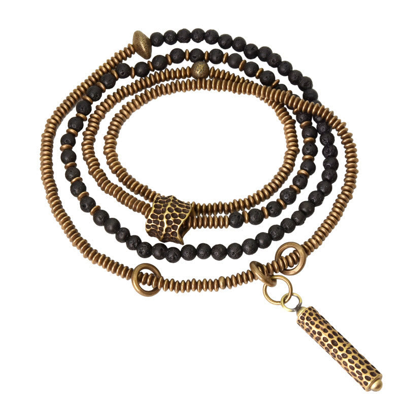 Armband Kupfer – Heilung mit schwarzen Perlen und Metallperlen elegant.