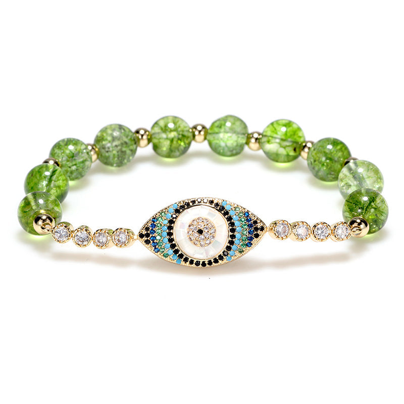Armband Böses Auge – Glück grüner Stein Kristall elastisch