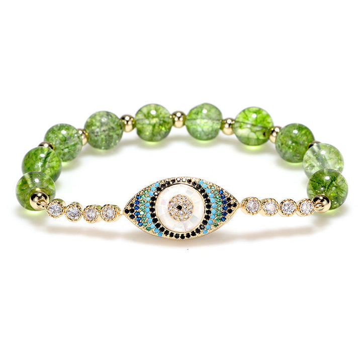 Armband Böses Auge – Glück grüner Stein Kristall elastisch