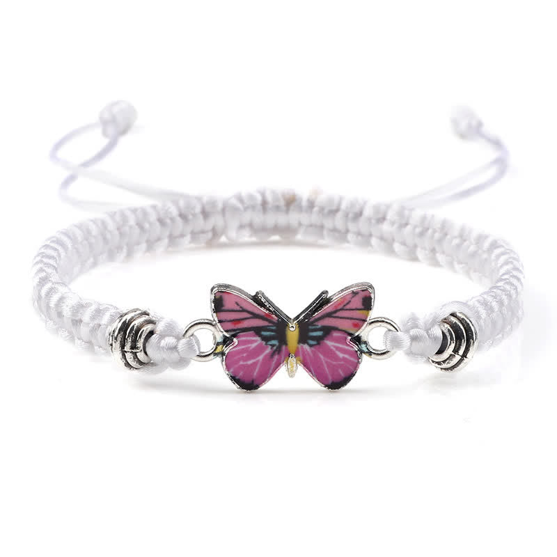 Armband Schmetterling – Liebe mit rosa Schmetterling Anhänger weiß elastisch