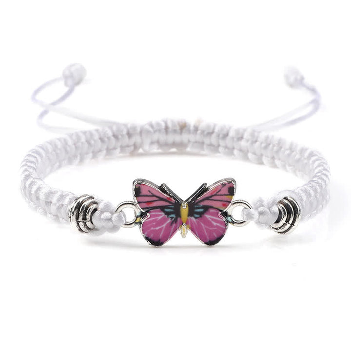 Armband Schmetterling – Liebe mit rosa Schmetterling Anhänger weiß elastisch