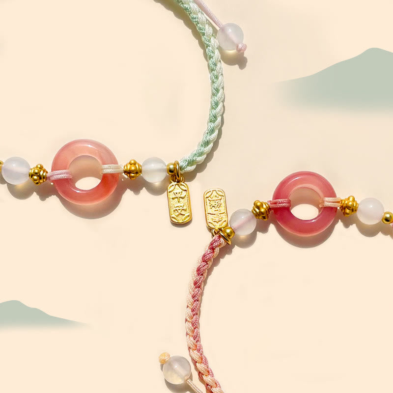 Armband Achat Frieden Energie rosa Perlen Naturstein elegant.