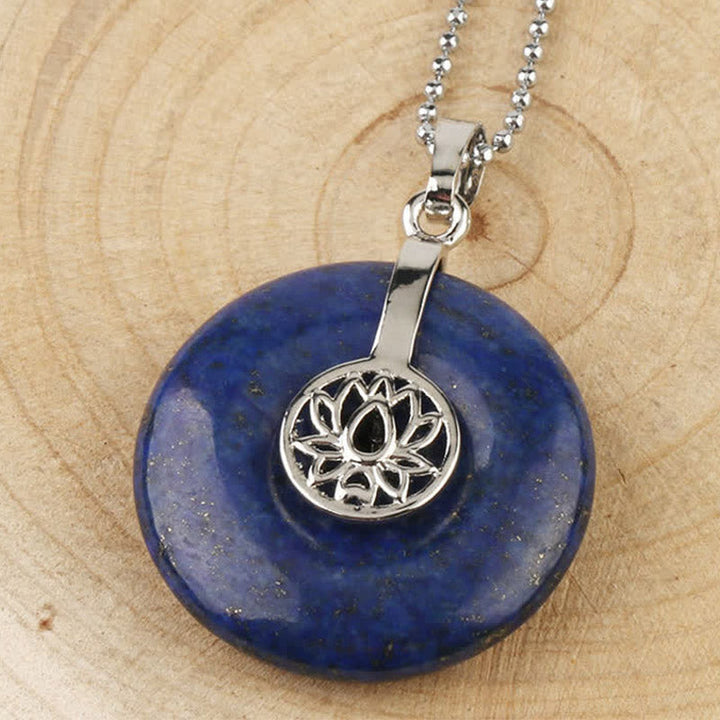 Lapislazuli Kette Lotus Anhänger Naturstein blau