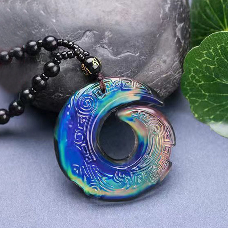 Liuli Kristall Farbwechsel Anhänger blau grün Naturstein Perlenarmband elegant
