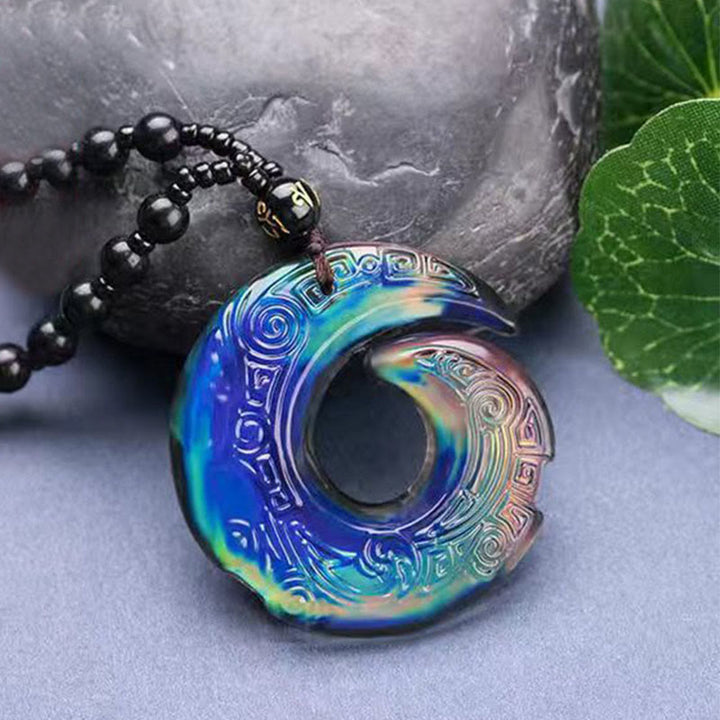 Liuli Kristall Farbwechsel Anhänger blau grün Naturstein Perlenarmband elegant