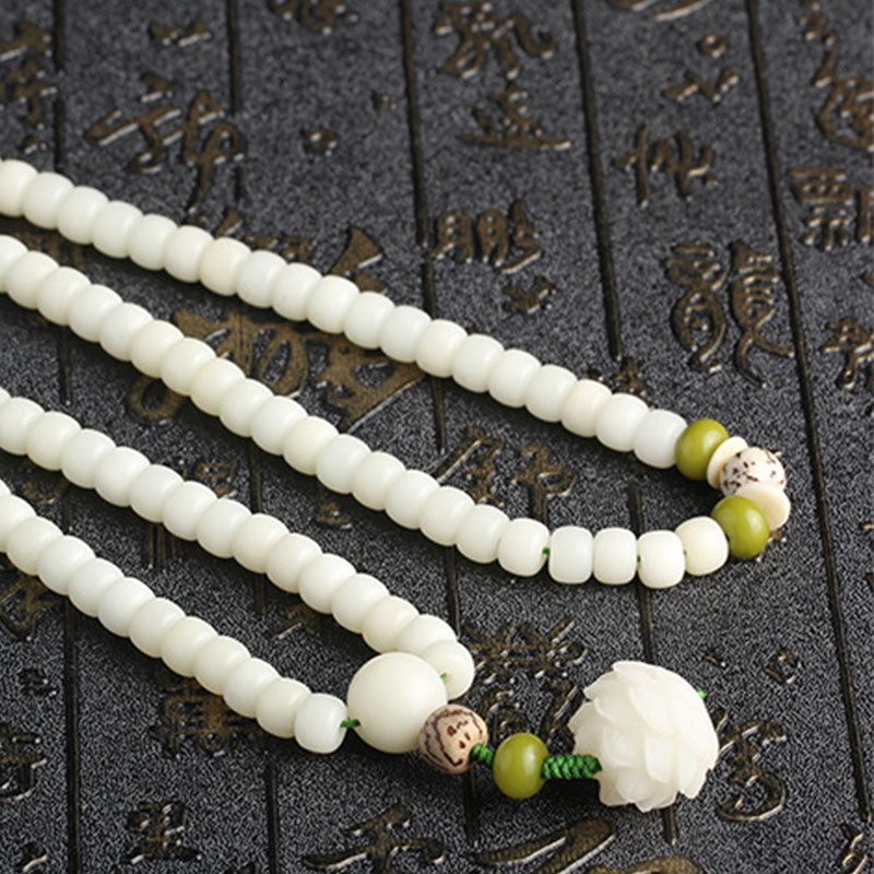 Armband Weißer Jade Lotus Mala "Harmonie"