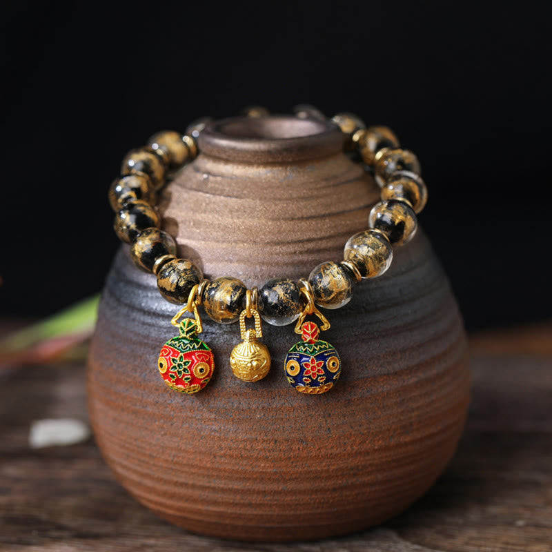 Tigerauge Armband Silber – Segen mit goldenen Anhängern Naturstein