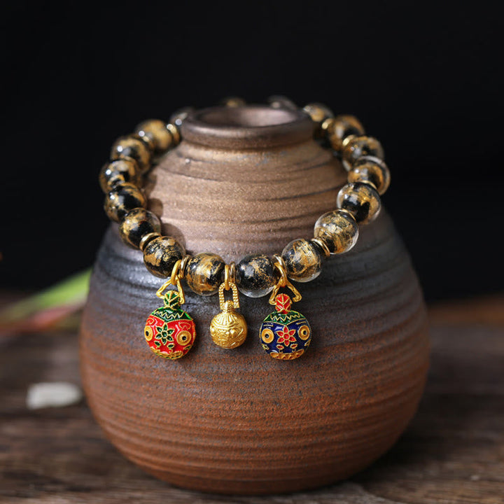 Tigerauge Armband Silber – Segen mit goldenen Anhängern Naturstein