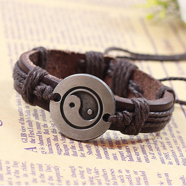 Armband Yin Yang – Harmonie Leder Braun Metallverschluss Spirituell