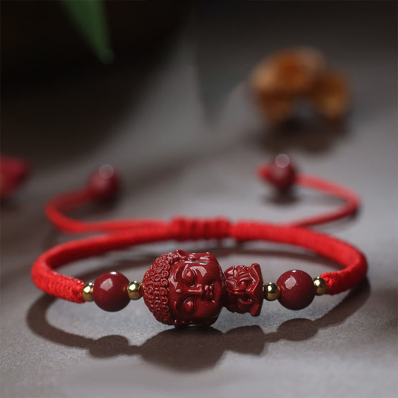 Rotes Armband Zinnober Chinesisches Tierkreis – Segen mit Perlen