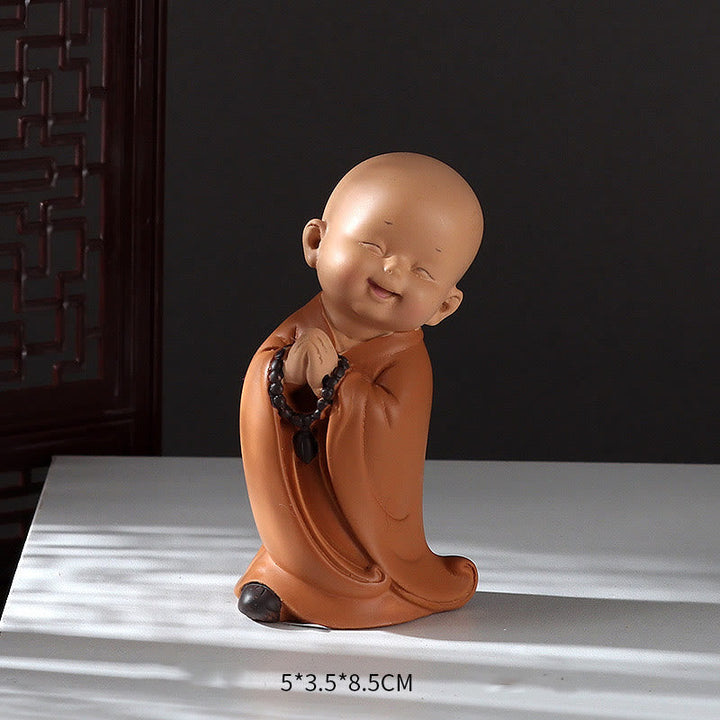 Kleiner Buddha Figur Mönch Harz Klatschender Mönch