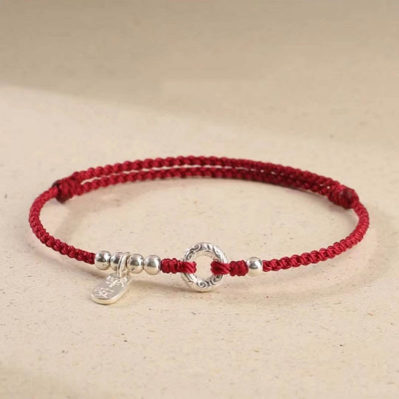 Rotes Armband 925 Silber – Frieden mit silbernen Perlen elastisch