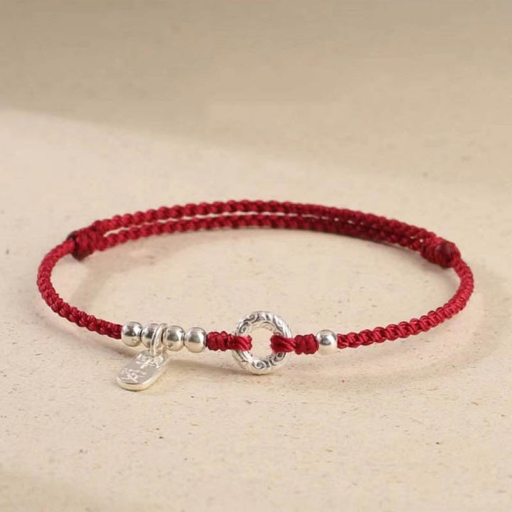 Rotes Armband 925 Silber – Frieden mit silbernen Perlen elastisch