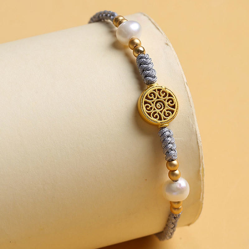 Armband Kupfer Perle – Glück grau goldfarben elegant handgefertigt