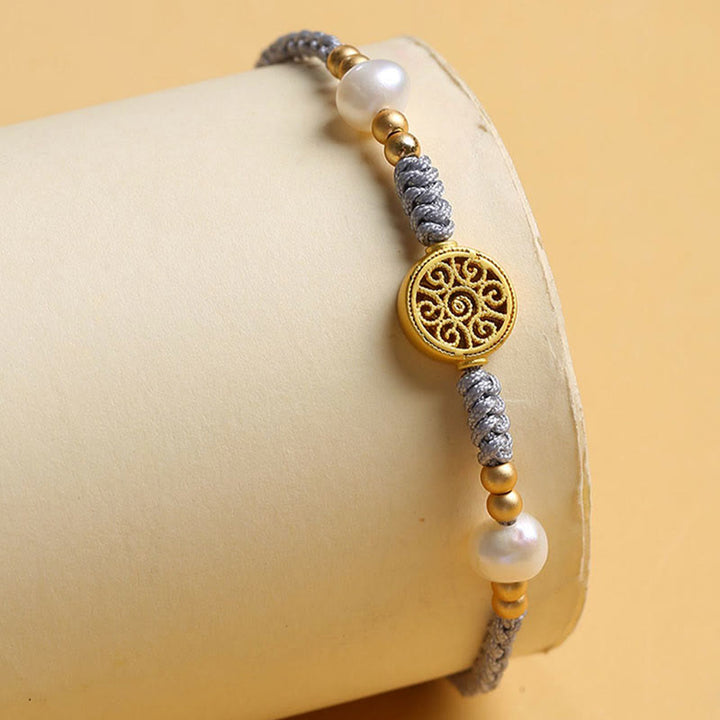 Armband Kupfer Perle – Glück grau goldfarben elegant handgefertigt