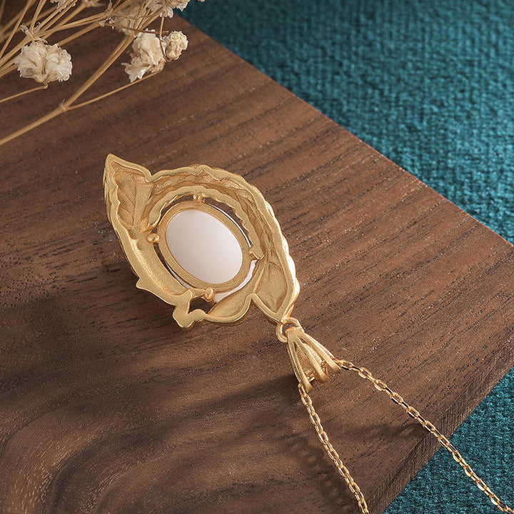 Anhänger Weiße Jade Pfau Gold Segen