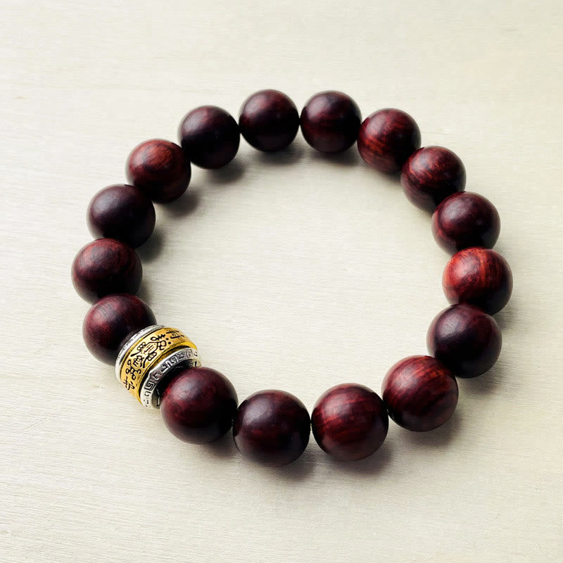 Armband Sandelholz – Schutz rote Perlen goldene Verzierung elegant