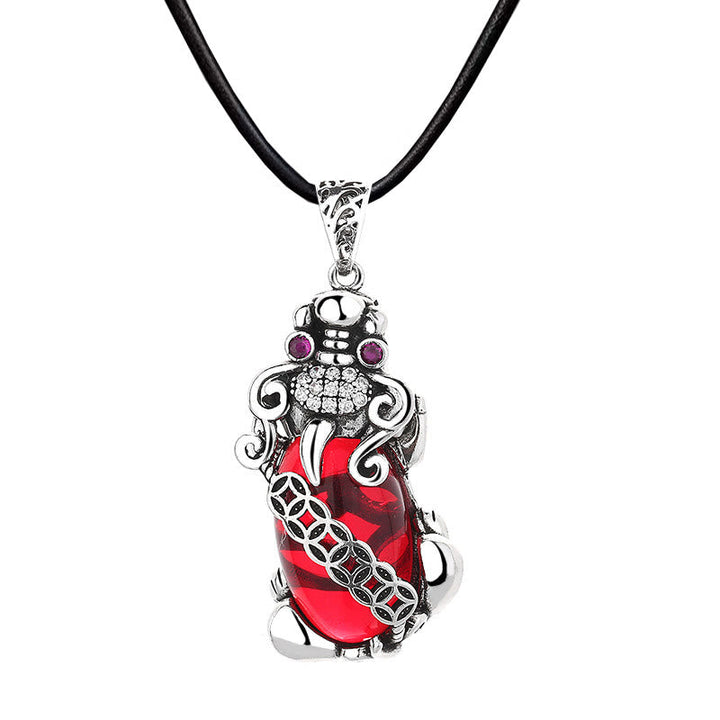 Kette Pixiu Granat Glück Schutz Amulett