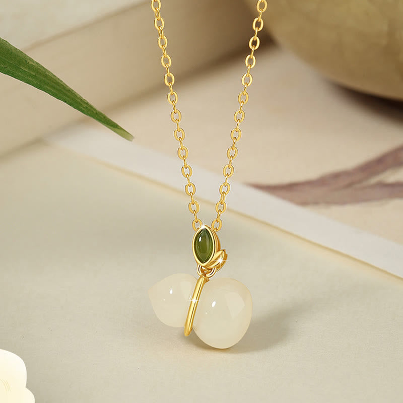 Kette Hetian Jade Kürbis Sterlingsilber Grün – Fülle