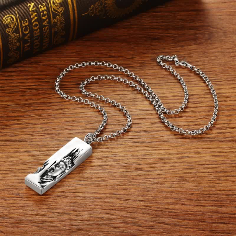 Silberne Kette mit Buddha Anhänger Kraft Schutz Tathagata Design
