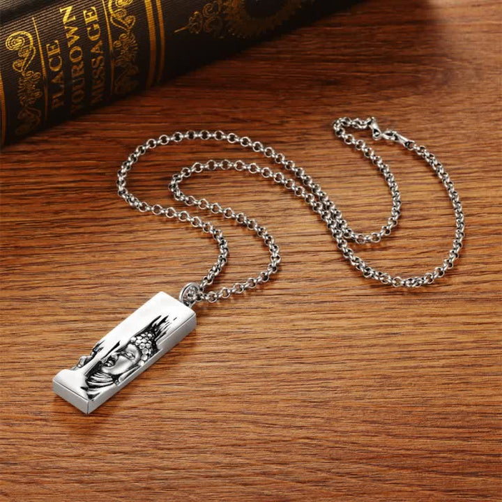 Silberne Kette mit Buddha Anhänger Kraft Schutz Tathagata Design
