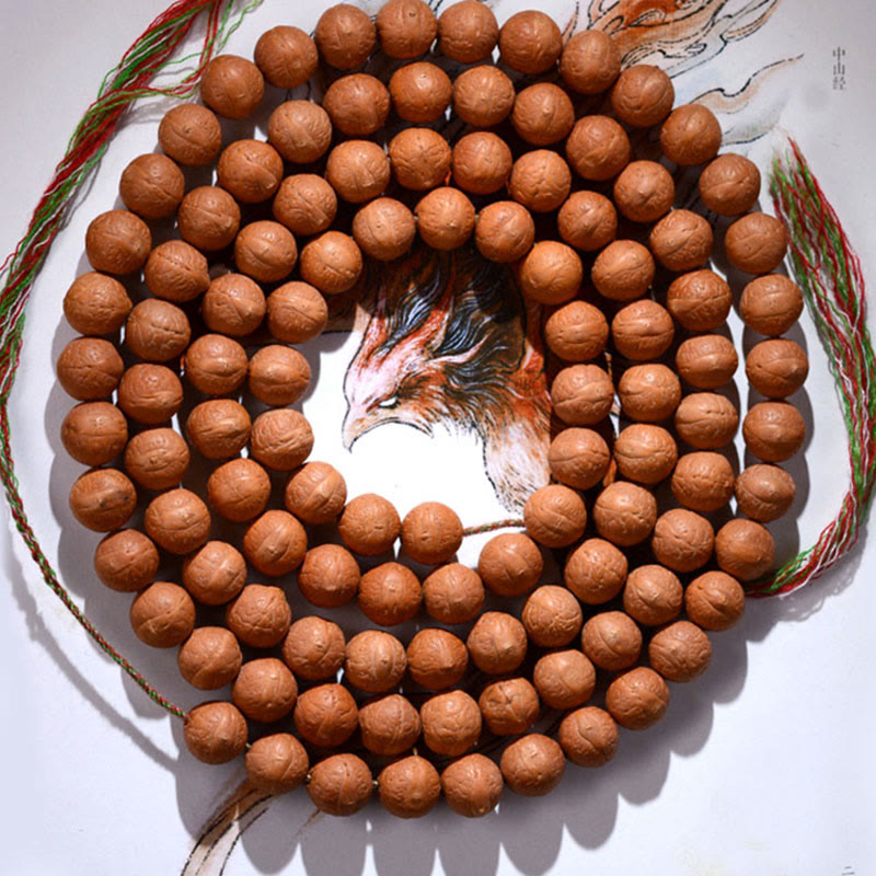 Mala Bodhi Glück Wohlstand Balance Holzperlen Armband Schnur braun