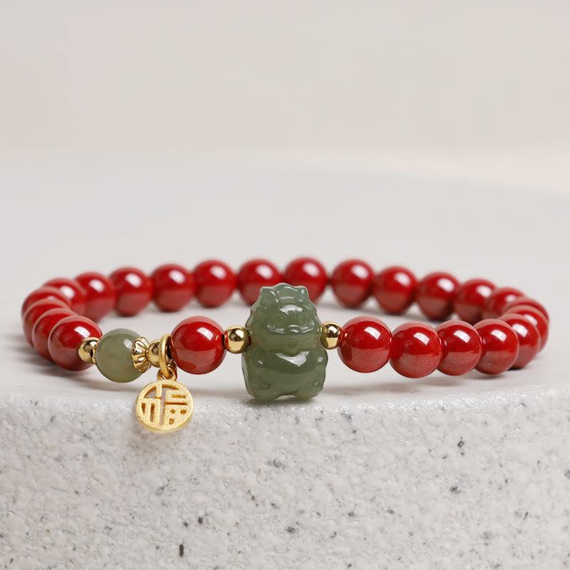 Armband 925 Silber Zinnober Fu-Zeichen – Segen
