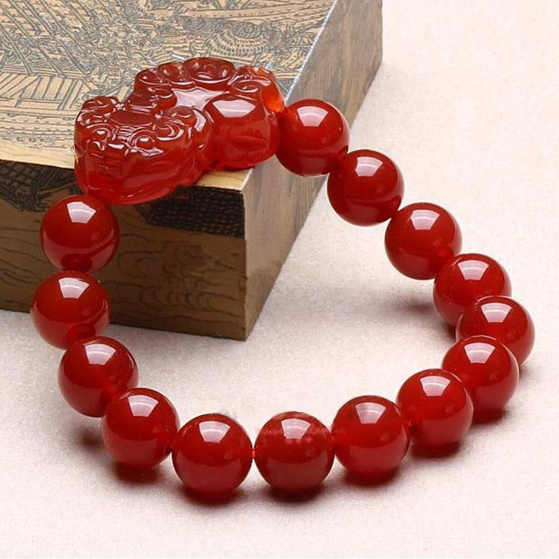 Armband Roter Achat Pixiu - Wohlstand