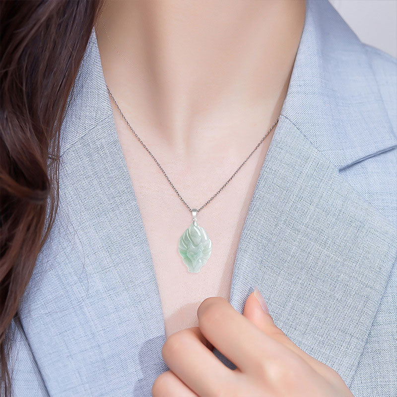 Kette Jade Neunschweif-Fuchs Natur Wohlstand Silberkette