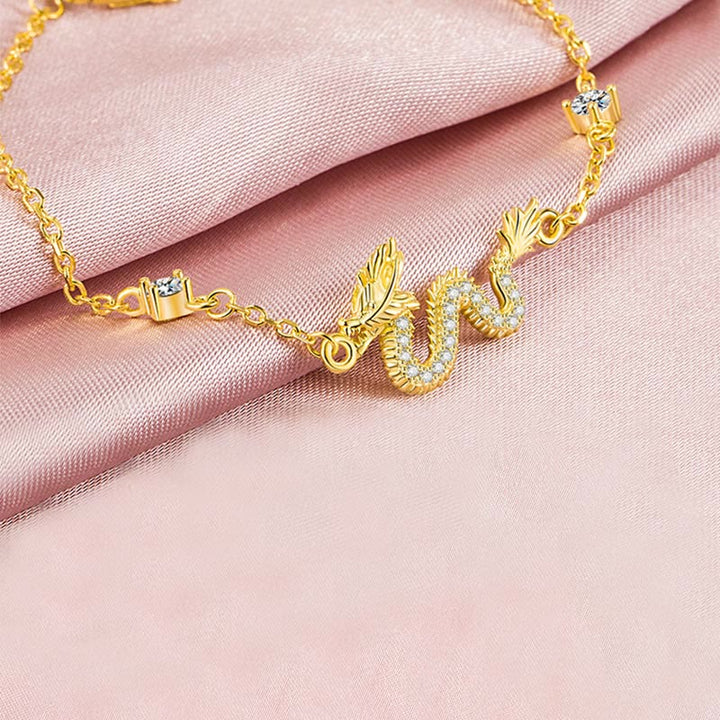 Armband 925 Sterling Silber Drache Rot Kordel Glücksbringer