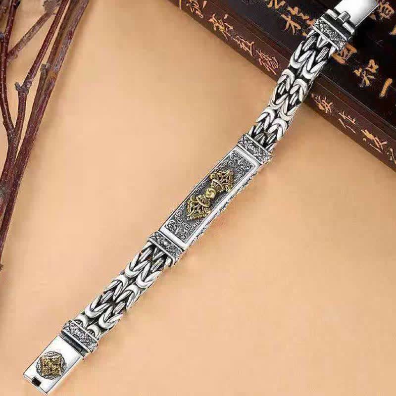 Armband Vajra Dorje Kupfer mit silbernen Verzierungen elastisch getragen