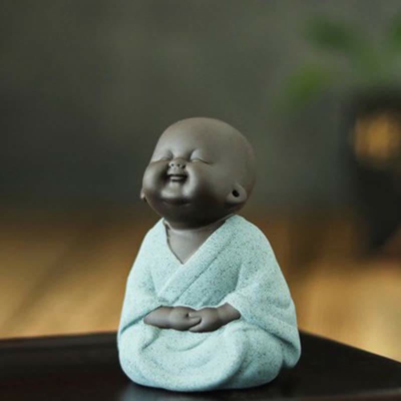 Lachender Buddha Sitzender grüner kleiner Mönch