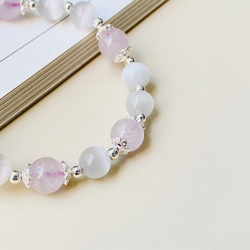 Amethyst Stern Armband 925 Silber mit weißen Mondsteinen elegant.