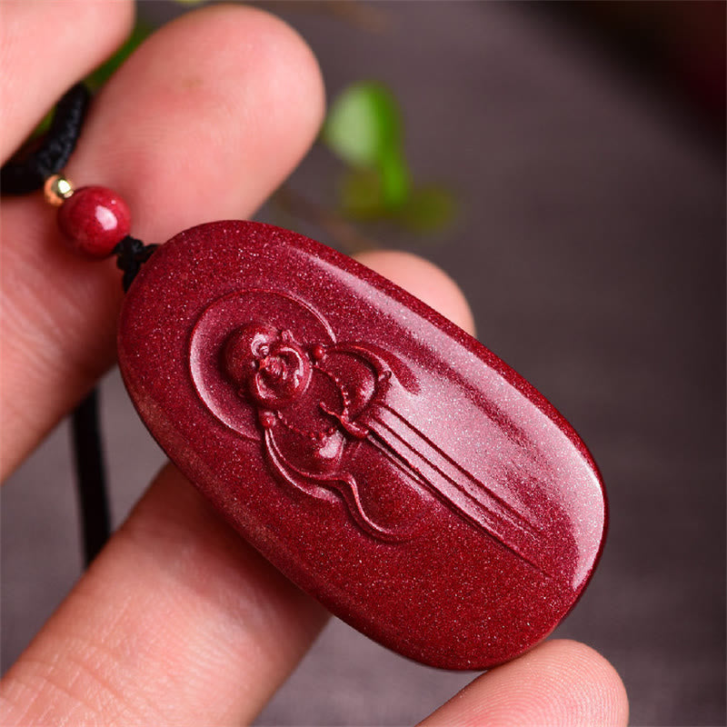 Anhänger Zinnober Buddha Segen Kette Rot