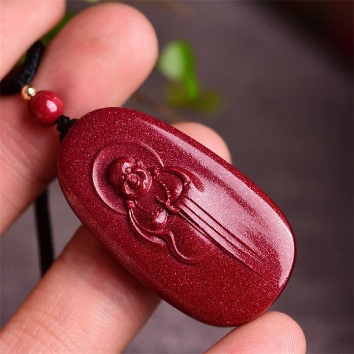 Anhänger Zinnober Buddha Segen Kette Rot