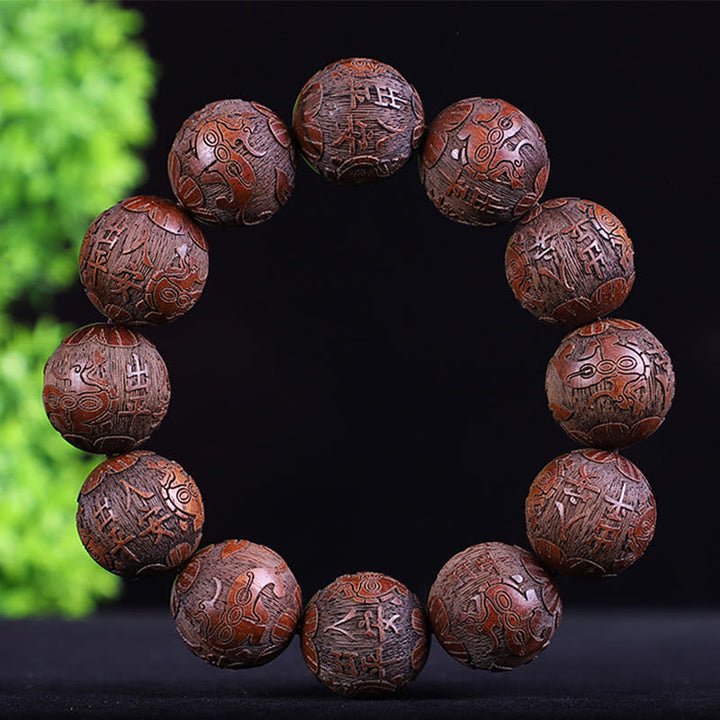 Armband Rosenholz Kupfer Chinesisches Tierkreis Perlen Schmuck