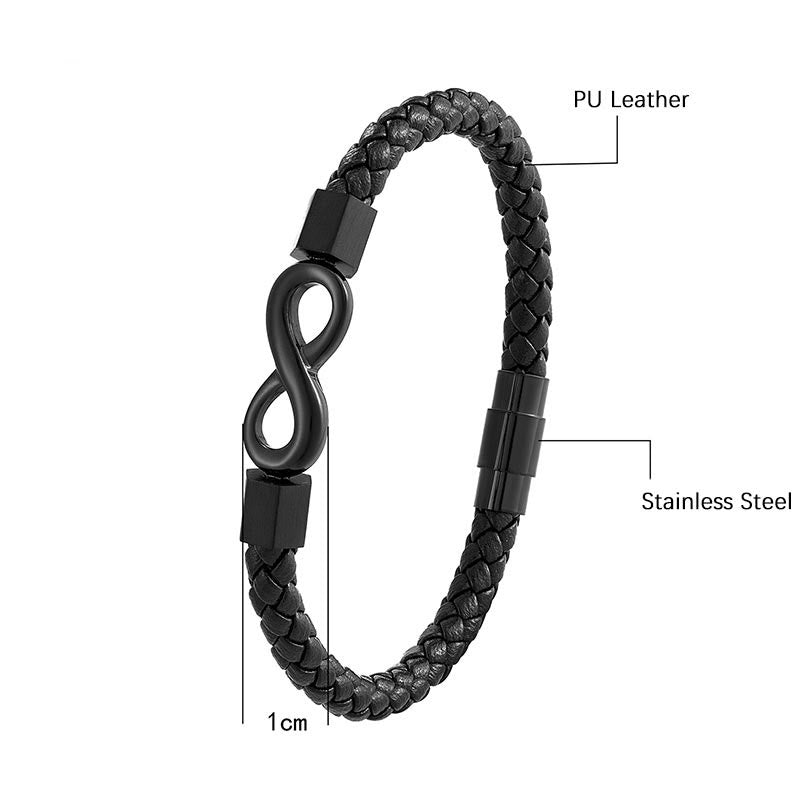 Armband Unendlicher Titanstahl Leder Balance