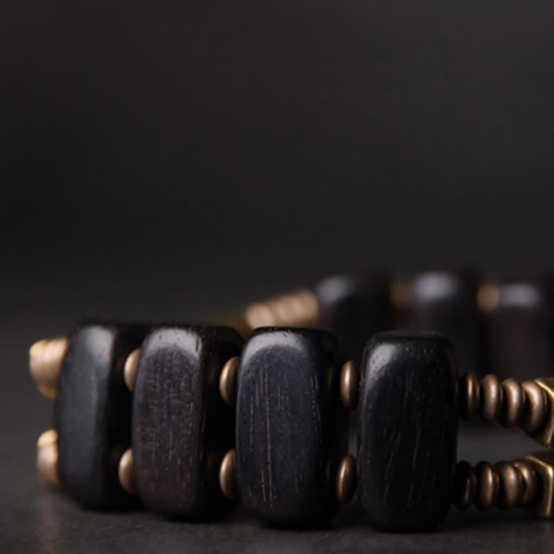 Armband Kupfer Ebenholz Balance Energie schwarze Holzperlen elegant