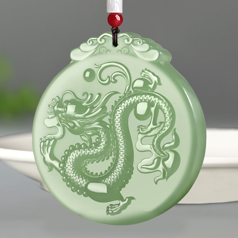 Jade Drachen Kette Anhänger Zodiakzeichen Glück