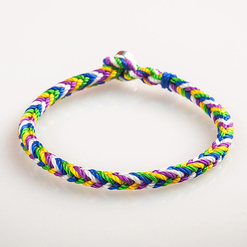 Buntes geflochtenes Armband mit Regenbogenfarben Glück Freundschaft.