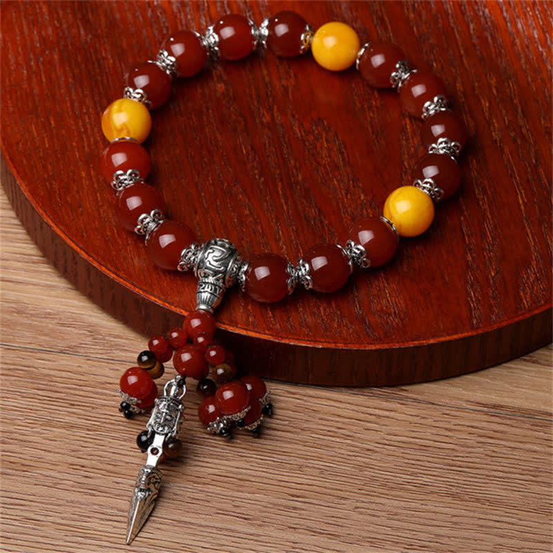 Armband Roter Achat Tigerauge Drachen Heilstein Perlen Schmuck elegant